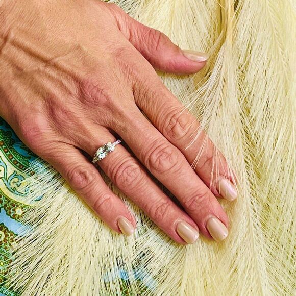 Natural Aquamarine Diamond Ring 6.5 14k W Gold 1.46 TCW Certified $2,950 217850 - Picture 7 of 8